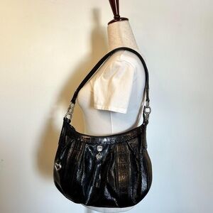 Brighton Black Leather Shoulder Bag with Silver Hardware